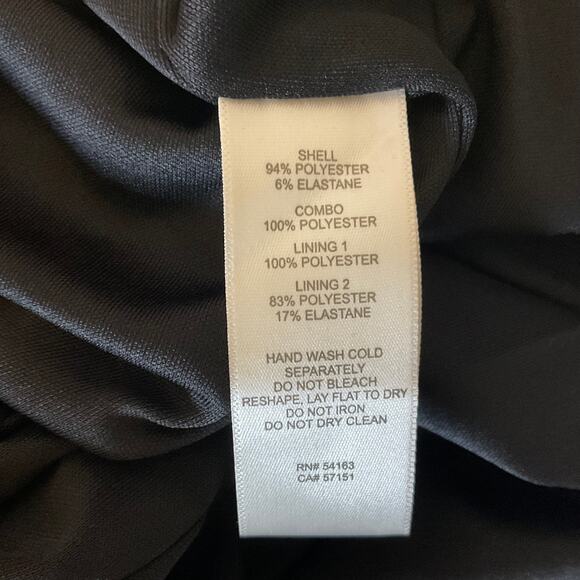 Eliza J Black Long Sleeve Cocktail Dress Size 6 Black 3D Floral Midi Sheath - Picture 11 of 14